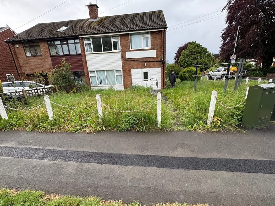 Overgrown Front Garden Cut Back before